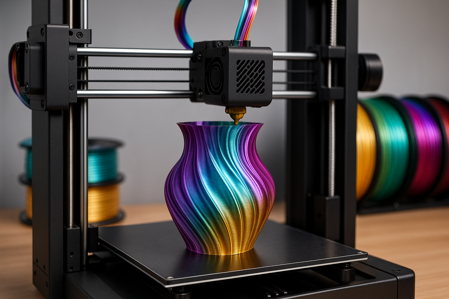 can you make me a 3d printing video making vase with silk multicolour filament